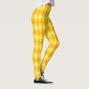 Licht en donkergeel Harlekijn diamanten ruitjes Leggings