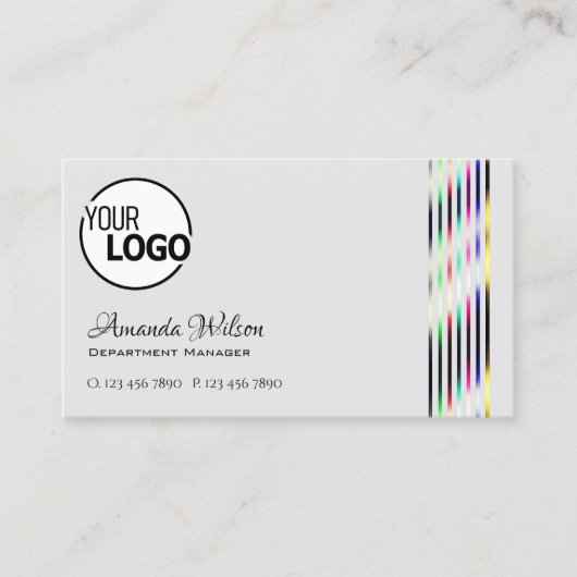Licht en donkergrijs chique kleurrijke strepen toe visitekaartje (Voorkant)