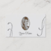 Licht en donkergrijs met portretfoto visitekaartje (Voorkant)