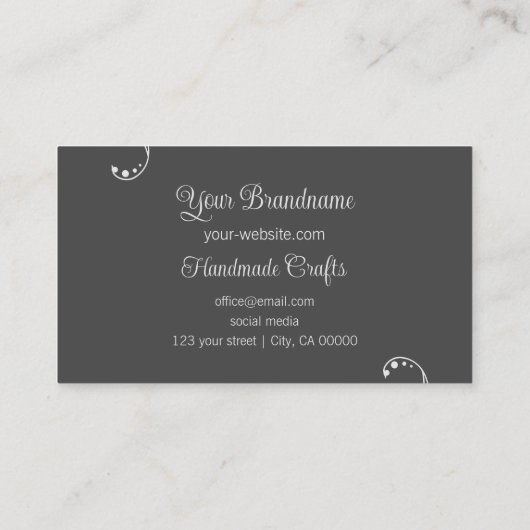 Licht en donkergrijs ornamentaal vierkant  visitekaartje (Achterkant)