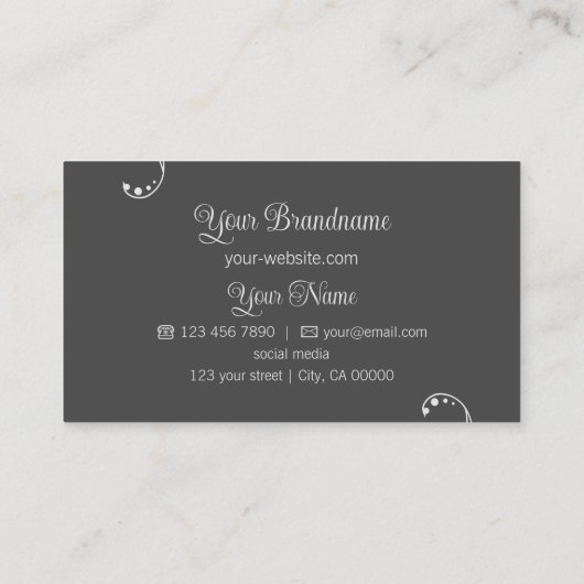 Licht- en donkergrijs sieroog met Logo Visitekaartje (Achterkant)