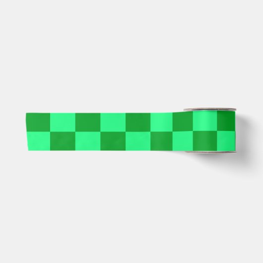 Licht en donkergroen checker ontwerp satijnen lint (Voorkant)