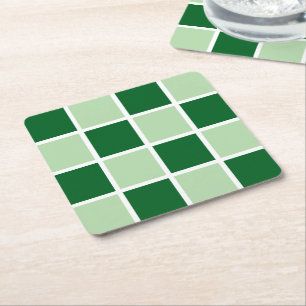 Licht en donkergroen controlepatroon kartonnen onderzetters