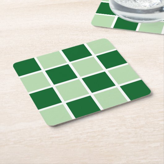 Licht en donkergroen controlepatroon kartonnen onderzetters (Schuin)