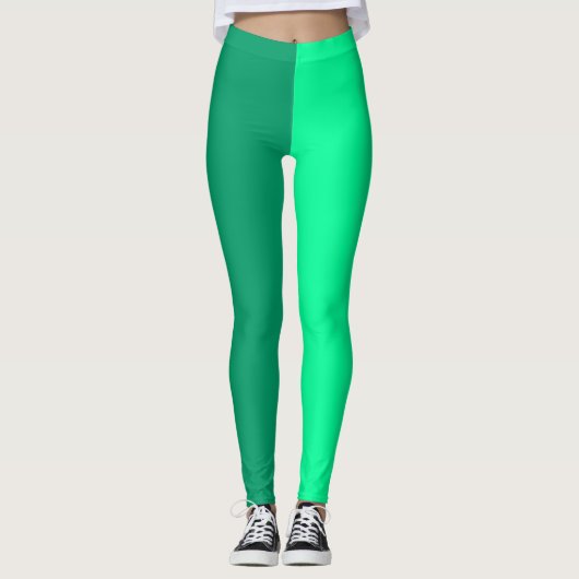 Licht en donkergroen tweekleurig splitsen leggings (Voorkant)