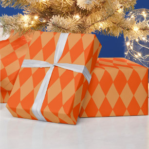 Licht en donkeroranje Harlekijn diamanten ruitjes Cadeaupapier