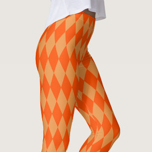 Licht en donkeroranje harlekijn diamanten ruitjes leggings