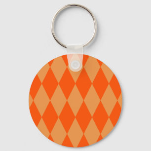 Licht en donkeroranje harlekijn diamanten ruitjes sleutelhanger