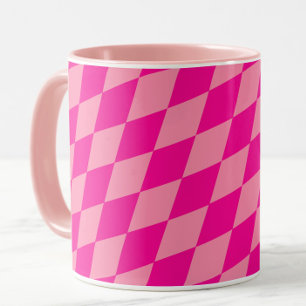 Licht en donkerroze Harlequin-diamantenruiters Mok