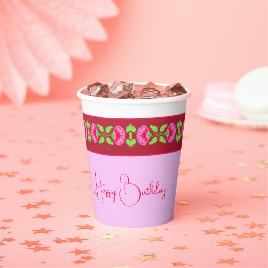 Licht en donkerroze papieren bekers (Insitu)