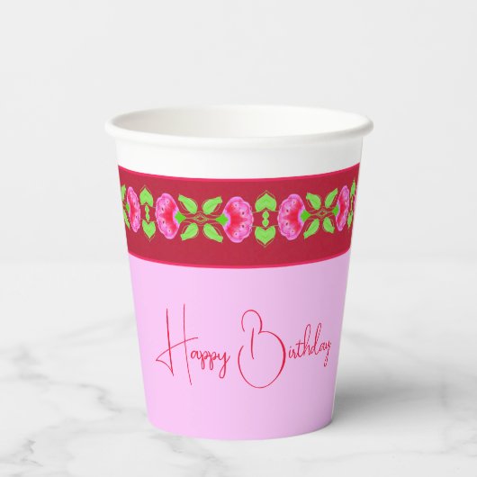 Licht en donkerroze papieren bekers (Achterkant)