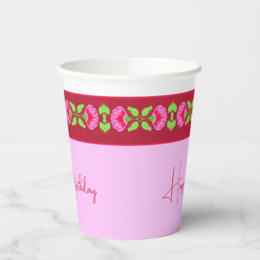 Licht en donkerroze papieren bekers (Links)