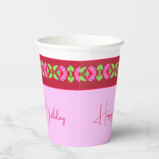 Licht en donkerroze papieren bekers (Rechts)