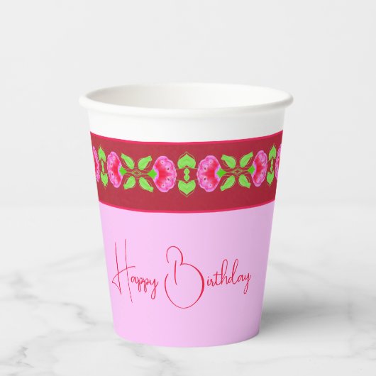 Licht en donkerroze papieren bekers (Voorkant)
