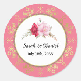 Licht en donkerroze Roze Belle Uitnodiging Ronde Sticker