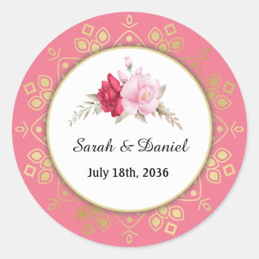 Licht en donkerroze Roze Belle Uitnodiging Ronde Sticker (Voorkant)