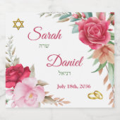 Licht en donkerroze roze roodroze joodse bruiloft sparkling wijnetiket (Enkel label)