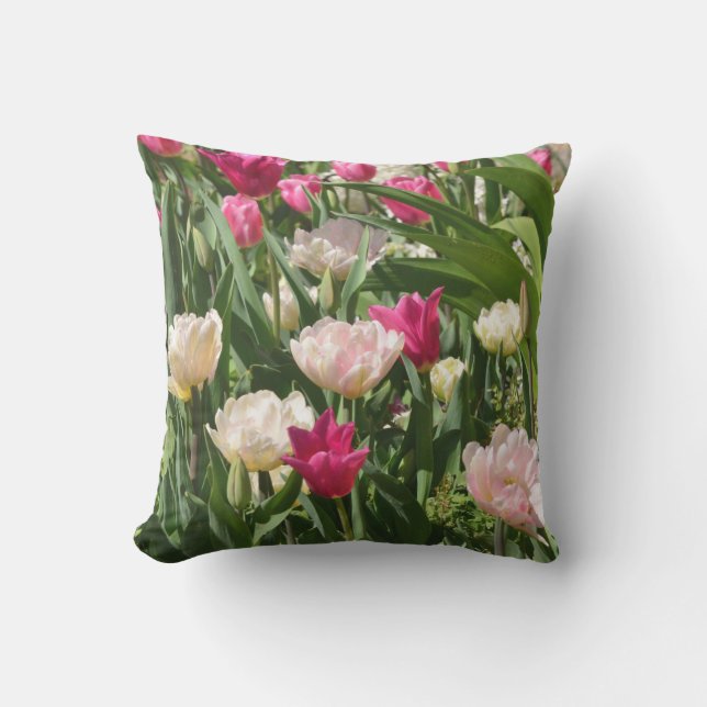 licht en donkerroze tulp kussen (Voorkant)