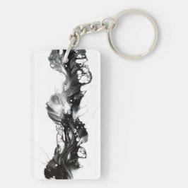 Licht en Duisternis Abstract Zwart Wit Vloeibare K Sleutelhanger