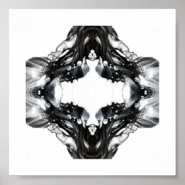 Licht en Duisternis Abstract Zwart Witte Vloeibare Poster