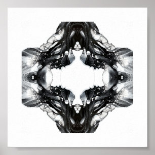 Licht en Duisternis Abstract Zwart Witte Vloeibare Poster