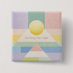 Licht en Geometrische Pastel Inspiratie Sturen Vierkante Button 5,1 Cm