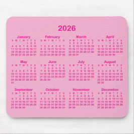 Licht en heet roze 2026 kalender muismat