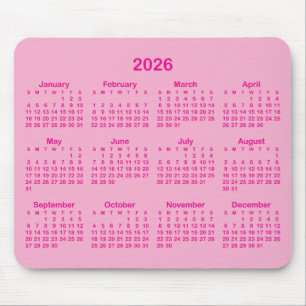 Licht en heet roze 2026 kalender muismat
