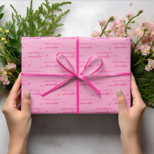 Licht en Heet Roze Happy Sweet 16 Schattigee Boog  Inpakpapier Vel