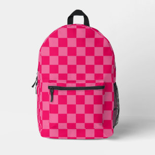 Licht en heet roze ruitjespatroon ontwerp bedrukte rugzak