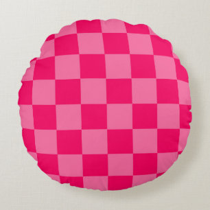 Licht en heet roze ruitjespatroon ontwerp  rond kussen