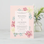 Licht en helder Blush Bloem Bruiloft Kaart (Staand voorkant)