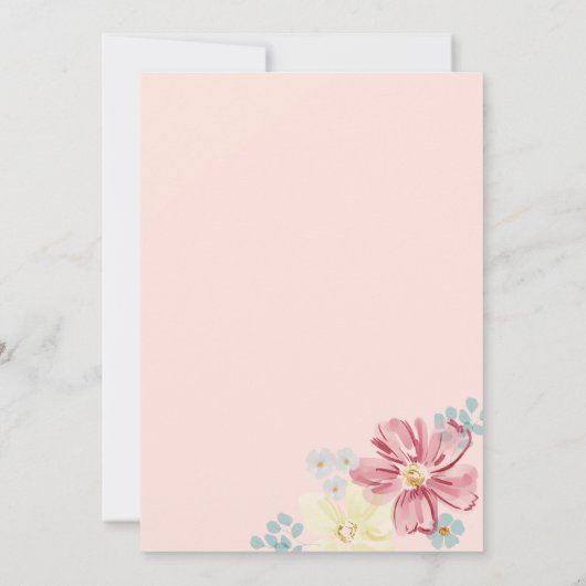 Licht en helder Blush Bloem Bruiloft Kaart (Achterkant)