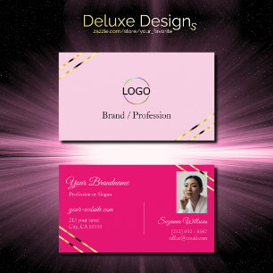 Licht en hete roze gouden lijnen met logo foto visitekaartje