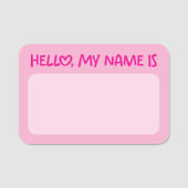 Licht en hete roze grillige Hello Naamplaatje (Voorkant)