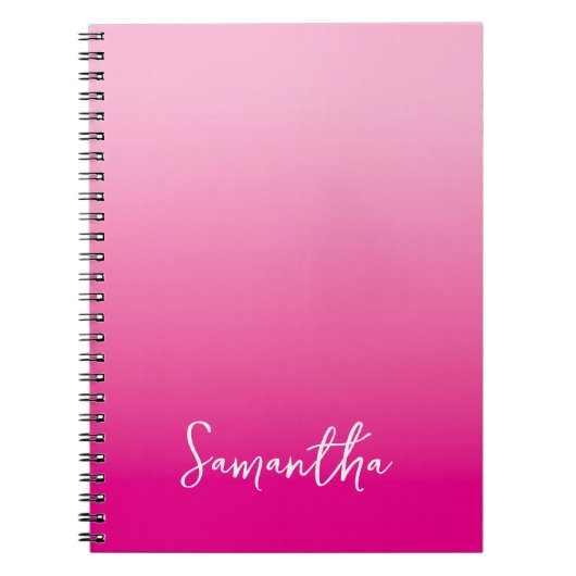 Licht en hete roze ombre script naam notitieboek (Voorkant)