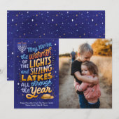 Licht en latkes Een foto Chanoeka Feestdagenkaart (Voorkant / Achterkant)