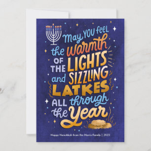 Licht en Latkes Niet-Foto Hanukkah Feestdagenkaart