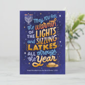 Licht en Latkes Non-Photo Chanoeka Feestdagenkaart (Staand voorkant)