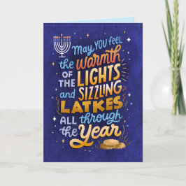 Licht en Latkes Non-Photo Hanukkah Wenskaart Kaart
