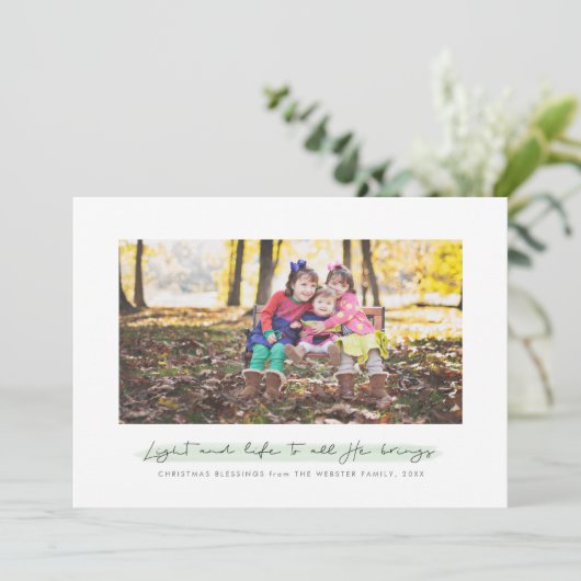 Licht- en levenslange fotokaart voor religieuze fe feestdagenkaart (Staand voorkant)