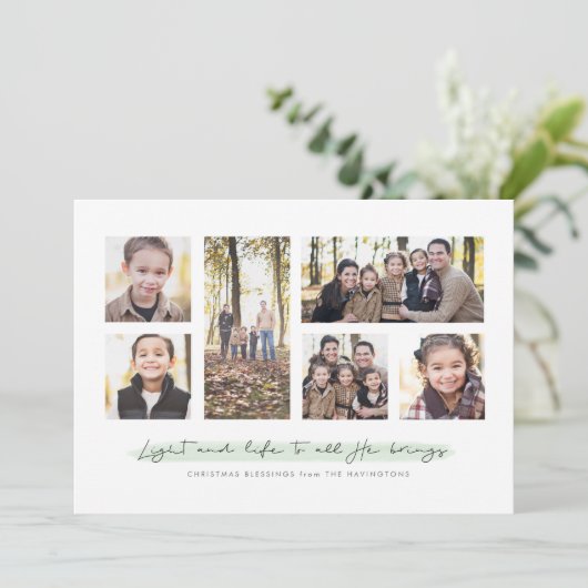 Licht- en levenslange fotokaart voor religieuze fe feestdagenkaart (Staand voorkant)