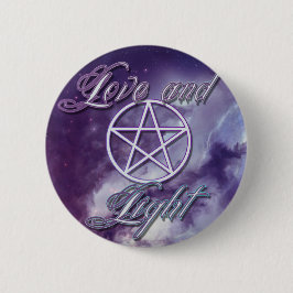 Licht en liefde met pentakel ronde button 5,7 cm