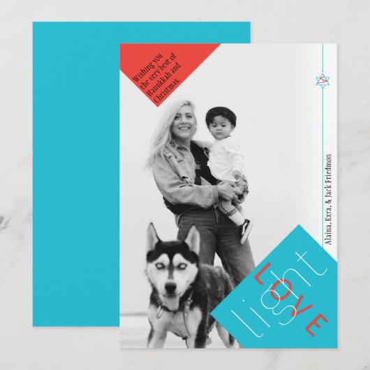 Licht- en liefdeshanoeka en kerstfotokaart kaart (Voorkant / Achterkant)