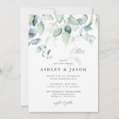 Licht en luchtig Eucalyptus groen bruiloft Kaart (Voorkant)