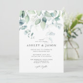 Licht en luchtig Eucalyptus groen bruiloft Kaart (Staand voorkant)