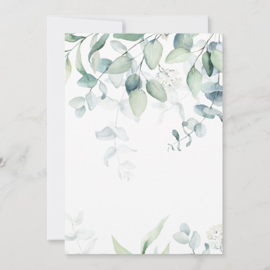 Licht en luchtig Eucalyptus groen bruiloft Kaart (Achterkant)