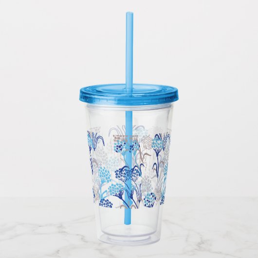 Licht en luchtig Hydrangea bloemenpatroon Acryl Drinkbeker (Rechts)