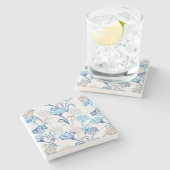 Licht en luchtig Hydrangea bloemenpatroon Stenen Onderzetter (Zijkant)