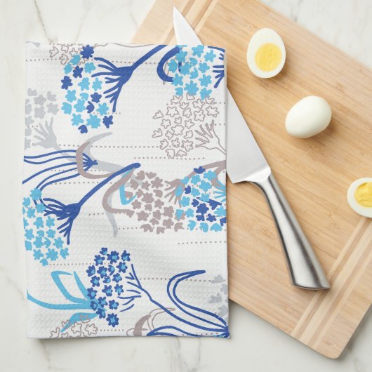 Licht en luchtig Hydrangea bloemenpatroon Theedoek (Quarter Fold)